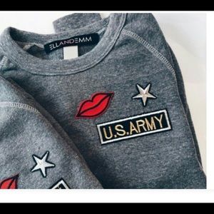 EllandEmm Army Patch Grey Sweatshirt